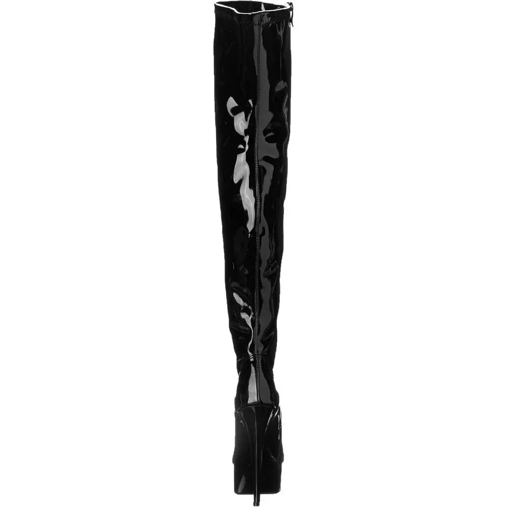 🆕Women Black Rounded Toe Stiletto Cone Heel Over The Knee Thigh High Long Boot